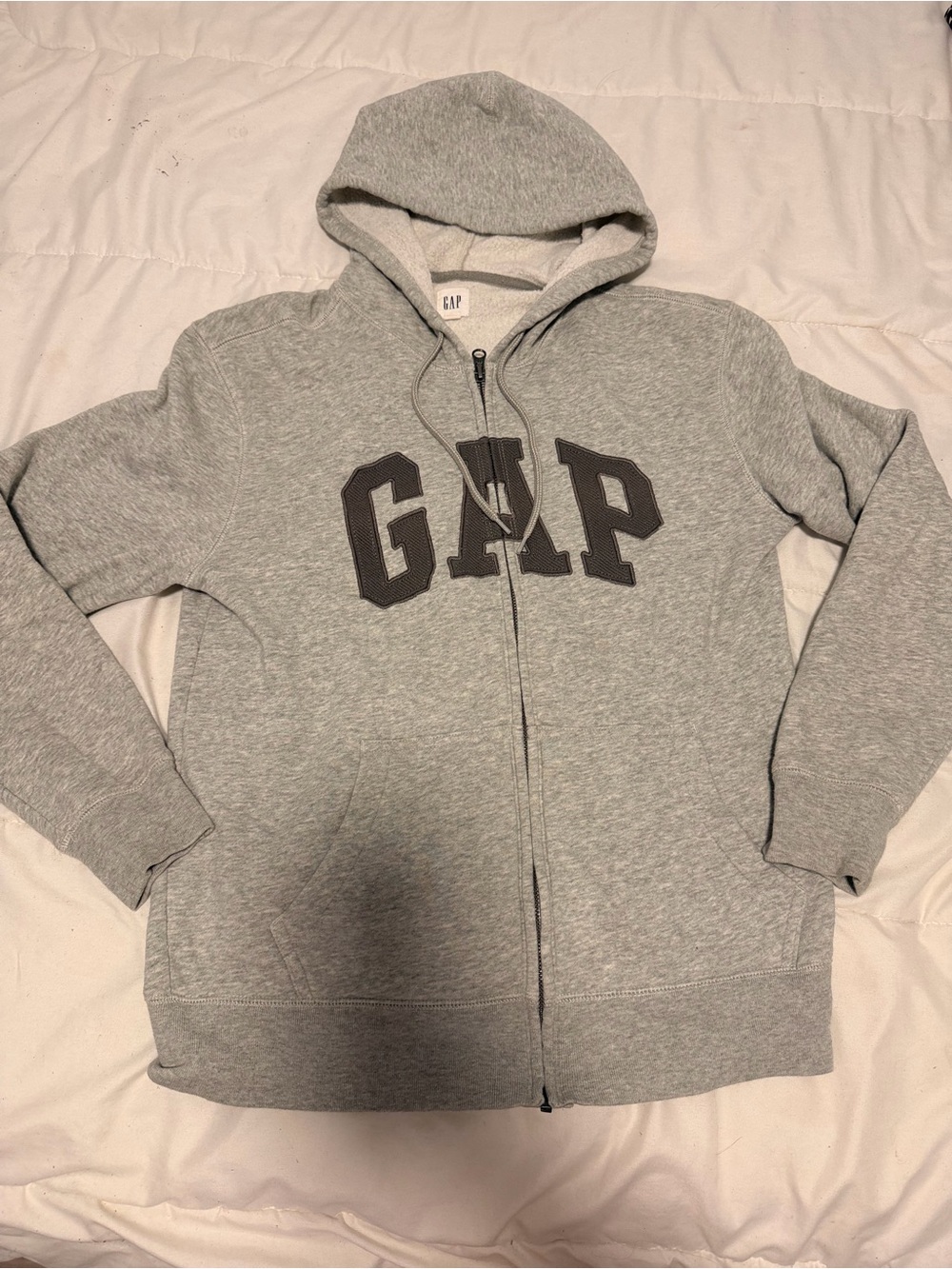 GAP Women's Light Gray Zip-Up Hoodie with Dark Logo